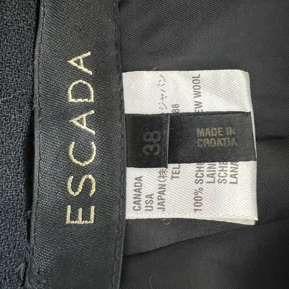 Escada Black 100% Wool Crepe Pencil Skirt with Ruffled Hem Size 38 (6) Like New - Picture 5 of 5